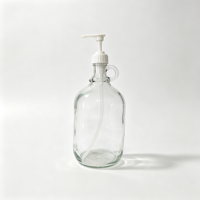 Bouteille en verre transparente de 2 litres avec poignée et pompe, distributeur de savon en verre réutilisable pour la maison, la cuisine et la salle de bain