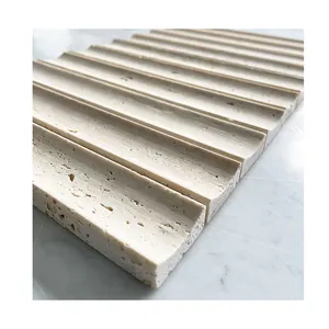 Curve fluted Marble Tiles Pencil trim door panels bianco carrarra customized fluted travertine stone mosaic wall tiles shower