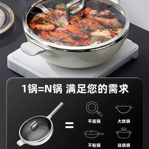 OOU Non-Stick Frying <b>Pan</b> 32Cm With Lid For <b>Induction</b> Gas Stoves - Product Image 3