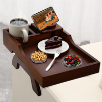 Hochwertiger Holz-Sofa-Getränkehalter 4-in-1 Holz-Seitenablage für Sofa-Armlehne mit Handy- und Tablet-Halterung