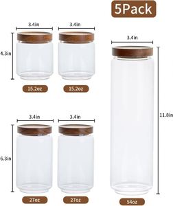 Thread Type <b>Square</b> Borosilicate Glass Modern Multifunctional Large Capacity Storage <b>Jars</b> Airtight Acacia Wood Lid Food - Product Image 2