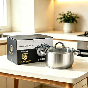 Set di pentole per zuppa in acciaio inox KAISA HOFF 22 cm 3,5 litri, dimensioni 16/18/20/22/24/26 cm, fondo a induzione, qualità alimentare 18/10 - Product Image 5