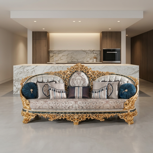 Sofá de tres plazas para sala de estar, fabricado con madera de teca, elegante asiento tapizado para interiores de hogares con estilo. - Product Image 3