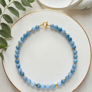 Nuevo Diseño Collar de Cuentas de Piedra Aventurina Verde de 8 mm para Mujer, Delicado y de Moda con Collar de Apatita Ajustable de Acero Inoxidable - Product Image 6