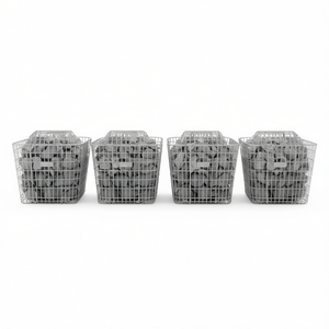 Juego de 4 cestas de gaviones de hierro galvanizado plateado para paisajismo y terrazas - Product Image 1