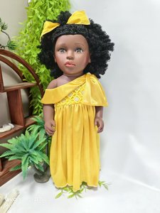 Poupée Nathaniel personnalisée en vinyle noir de 18 pouces, modèle de <span class=keywords><strong>fille</strong></span> africaine américaine, jouet souple éducatif avec vêtements interchangeables pour enfants - Product Image 3