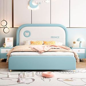 <span class=keywords><strong>Lit</strong></span> d'enfant rembourré rose et bleu <span class=keywords><strong>ciel</strong></span>, mobilier enfantin design populaire avec rangement - Product Image 2