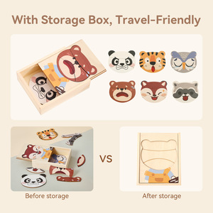 Jeu de puzzle éducatif en bois à habiller, motif ours de dessin animé, 51-100 pièces, combinaisons multiples, pour les 5-7 ans, produit transfrontalier très demandé - Product Image 2