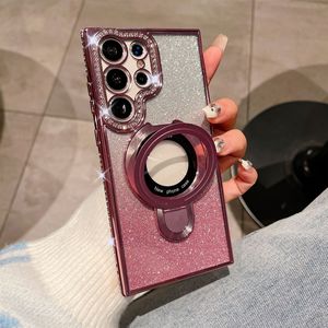 Funda Magnética Electrochapada con Soporte para <span class=keywords><strong>Samsung</strong></span> S24 Ultra S23 A05s <span class=keywords><strong>A13</strong></span> A73, con Brillantes y Degradado de Purpurina, Protectora - Product Image 2