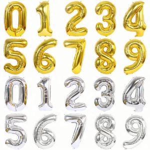 Decoración para Fiestas de Cumpleaños y Bodas, Artículos para Baby Shower, Globos de Papel Metálico Plateado con Número Dorado de 16 Pulgadas - Product Image 1