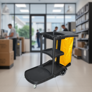 Carrello Multiuso Nero per Pulizie con Borsa Gialla per Uso Professionale - Product Image 3