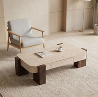 Table basse de salon, style italien moderne et épuré, table basse crème de luxe léger à la française