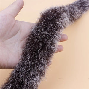 Capucha de tiras de cuello de piel de conejo real para ropa - Product Image 4