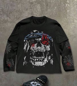 T-Shirt a Maniche Lunghe da <span class=keywords><strong>Uomo</strong></span> Oversize con Ricamo, Strass e Logo Personalizzato Stampato, in Nero - Product Image 5