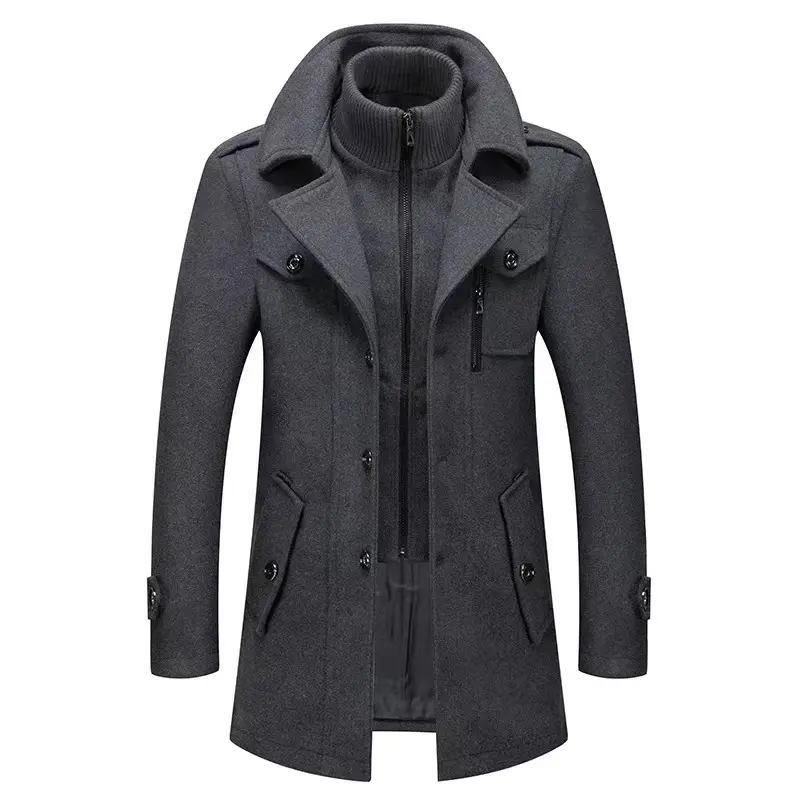 Undefined Men's new warm wool coat in autumn and winter, fashionable double collar wool coat