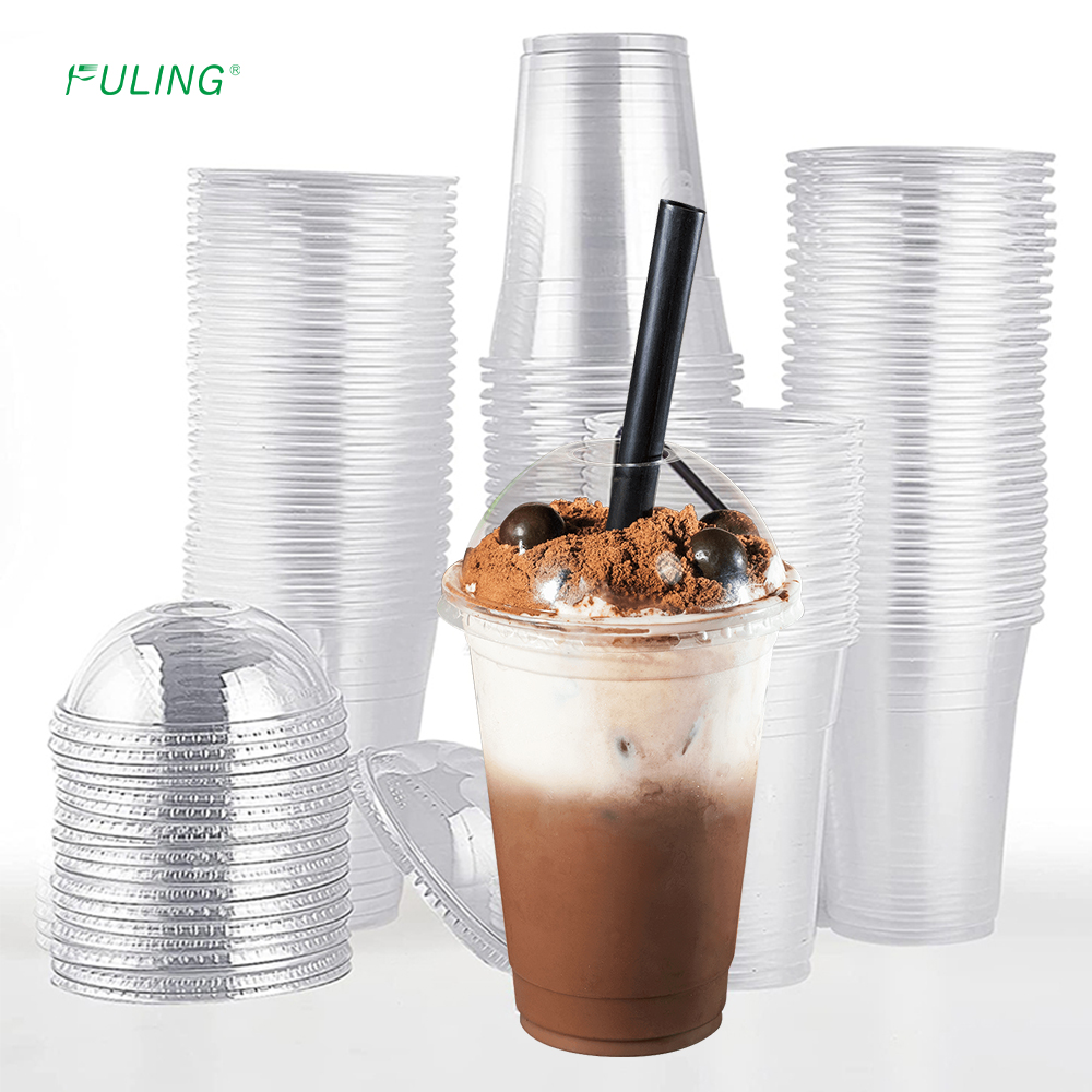 Gobelet jetable FULING en plastique de qualité supérieure pour smoothie PET à emporter 12oz 16oz 32oz personnalisé