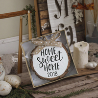 Vente en gros Petit bois Love Europe Pin sculpté Impression personnalisée Ornements de Noël Décorations Objets décoratifs