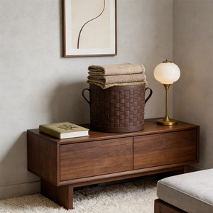 <span class=keywords><strong>Panier</strong></span> de rangement en cuir tissé artisanal, <span class=keywords><strong>panier</strong></span> organisateur pour salle de dressing, chambre à coucher, <span class=keywords><strong>panier</strong></span> de rangement pour sous-vêtements - Product Image 3