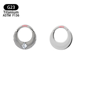 Anneau de nez en titane G23 8 mm 1,2 mm avec incrustation de zircon géométrique, bijou de piercing pour usage quotidien - Product Image 5