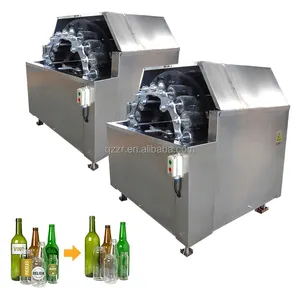 Glass bottle washing machine with bottle brush label removal recycle reusable glass bottle cleaning equipment