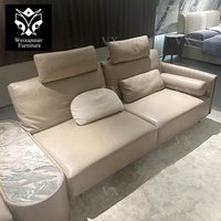 Ensemble de canapés sectionnels 7 places modernes, luxueux meubles de villa en cuir italien tufté et incurvé, table d'appoint en marbre pour appartement