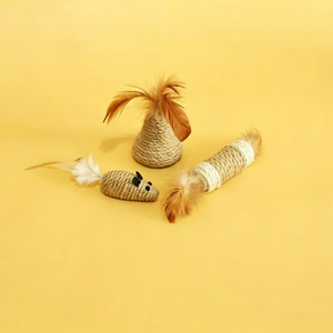 Sisal Cat Toy Set Cartoon Mouse Cylindrical <b>Ball</b> Combination Boredom Buster Interactive Pet Toy - Product Image 1