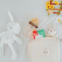 Nouvelle sacoche à langer portable pour poussette, brodée ours mignon, avec fermeture éclair, idéale pour le printemps et les voyages