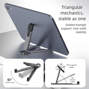 Support de téléphone pliable en alliage de zinc, mécanisme triangulaire, extension 240°, finition laquée, pour téléphone, tablette, bureau, extérieur - Product Image 6