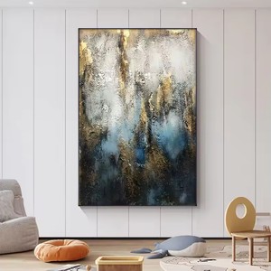 Decorazione per la casa 100% <span class=keywords><strong>dipinto</strong></span> a mano tela <span class=keywords><strong>blu</strong></span> e dorata Texture di alta qualità pittura a olio di lusso a mano moderna arte astratta - Product Image 4