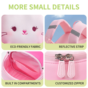 Lion Rabbit <strong>Brown</strong> Bear Pattern Neoprene Kids <strong>Backpack</strong> Children's Schoolbag for Ages 3-6 Cartoon-Style Double-Shoulder Design - Product Image 5