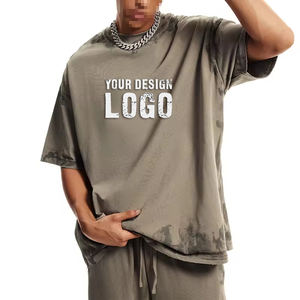 Camiseta de Manga Corta para Hombre, Teñida en la Piedra, Personalizada con MOQ Bajo, Algodón de Alta Calidad, Hombros Caídos, Estilo Deportivo Holgado - Product Image 1