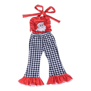 Mono de una pieza personalizado de fábrica Af-2 para niñas, pelele de punto con estampado de Papá Noel y volantes para niños - Product Image 2