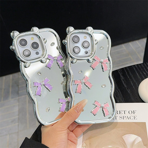 Nouveau luxe placage 3D amour coeur Bracelet <span class=keywords><strong>petit</strong></span> ours étui de <span class=keywords><strong>téléphone</strong></span> pour iPhone 16 15 14 13 12 pro max miroir visage antichoc couverture - Product Image 2