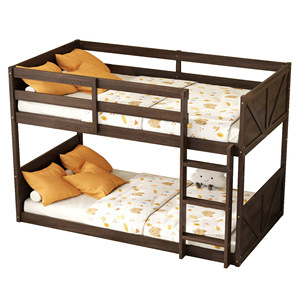Cama litera infantil de madera maciza oscura, reversible, duradera, muebles de dormitorio para niños - Product Image 5