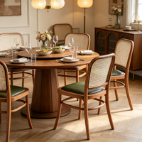 Chaise de salle à manger en rotin de hêtre, style pastoral nordique français, chaise de comptoir commerciale pour restaurant, café et salon de thé