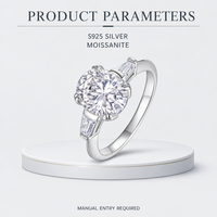 Bague en moissanite en argent sterling 925, coupe ovale, trois pierres, accent baguette, quatre griffes, bague de fiançailles pour femme