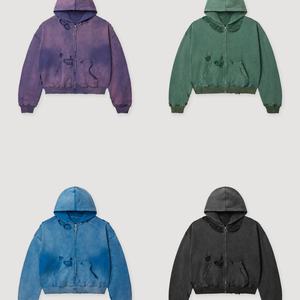 Chaqueta de Diseñador para Hombre, de Algodón Grueso con Cremallera, Estilo Vintage Lavado, Transpirable, Ecológica, Forrada, con Estampado, Personalizada, Desgastada y Decolorada por el Sol - Product Image 1