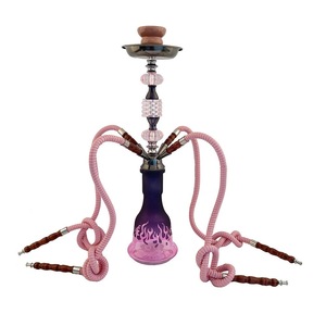 Mirror Finish Metal Hookah Set Glass Look 2 Hose <b>Portable</b> Shisha Pipe for <b>Bar</b> Lounge Use - Product Image 2