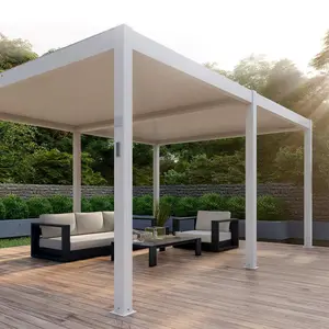 Atap Louvered Luar Ruangan Yang Dapat Disesuaikan Gazebo Bioklimatik Pergola Aluminium