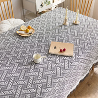 Nappe de salle à manger rectangulaire de style américain Tapis de table décoratif en tissu jacquard de coton tissé et de lin