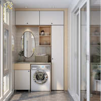 Armoire d'évier de blanchisserie avec la machine à laver Armoire à linge imperméable avec l'évier Sacs et paniers à linge de style moderne