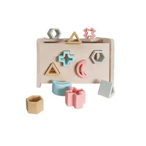 儿童玩具蒙特梭利其他益智玩具几何木制形状分类箱幼儿玩具