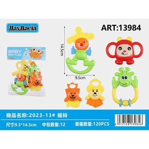 Pacchetto all'ingrosso di 120 colorato bambino sonagli peluche a forma di animale bambino in plastica sonagli musicali per 6 mesi - Product Image 1