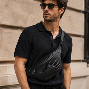 Sac bandoulière pour homme en cuir PU, sac de poitrine décontracté, grande capacité, sac messager de voyage quotidien avec sangle réglable - Product Image 1