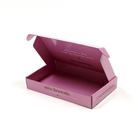 Boîte d'expédition pour brownies en carton ondulé rose avec impression de logo personnalisé, boîte d'expédition pour brownies alimentaires