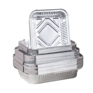 Wegwerp Rechthoekige Aluminium Pannen Aluminiumfolie Voedselcontainers Aluminiumfolie Bakplaat Voor Voedsel