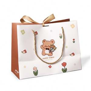 Bolsa de Regalo para el Día del Niño con Asa de Cuerda de Estilo Clásico, Cinta de Papel Kraft Personalizable para Empacar Dulces - Product Image 5