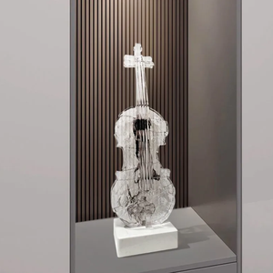 Vente chaude, décoration de sol de mariage créative en bois de luxe écologique, ornements de <span class=keywords><strong>violon</strong></span>, grande entrée, bureau, décoration de la maison - Product Image 3