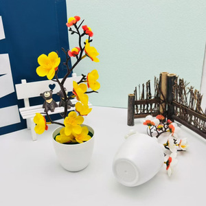 Pruim Bloesem Bonsai Voor Huis Woonkamer Decoratie Kunstmatige Plant Potplanten Kleine Bloempotten Voor Slaapkamer Decoratie - Product Image 3