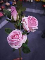 Rose artificielle en soie à tige unique de style français, à 3 têtes et bord festonné, décoration vintage pour la maison, le salon et Noël